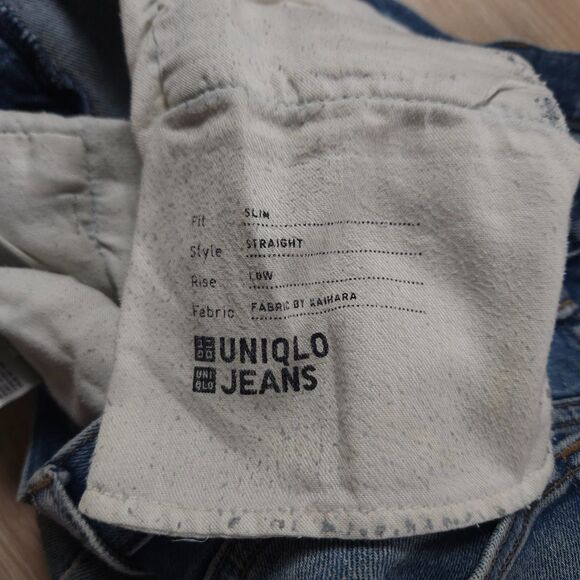 Uniqlo Selvedge Jeans Mens 33x34(35x34) Blue Light Wash Kaihara Slim Straight - Picture 5 of 14